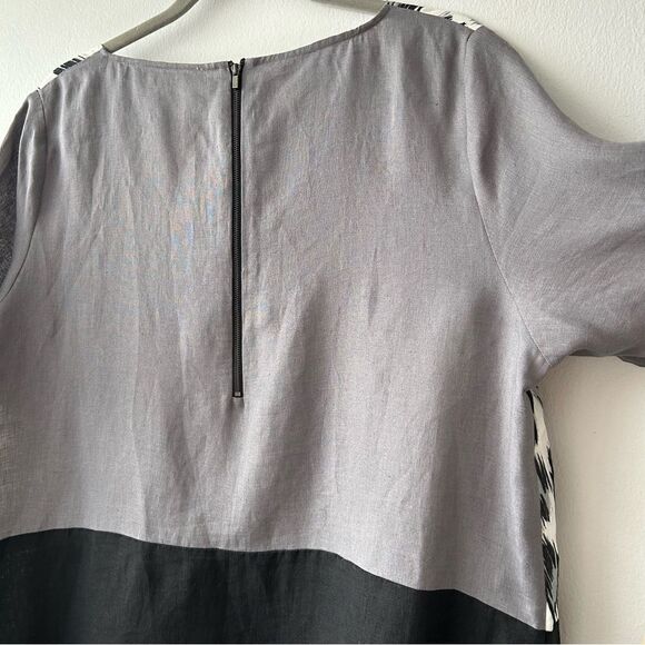 Marina Rinaldi Dumas Linen Leopard Print Short Sleeve Shift Dress - Picture 5 of 10